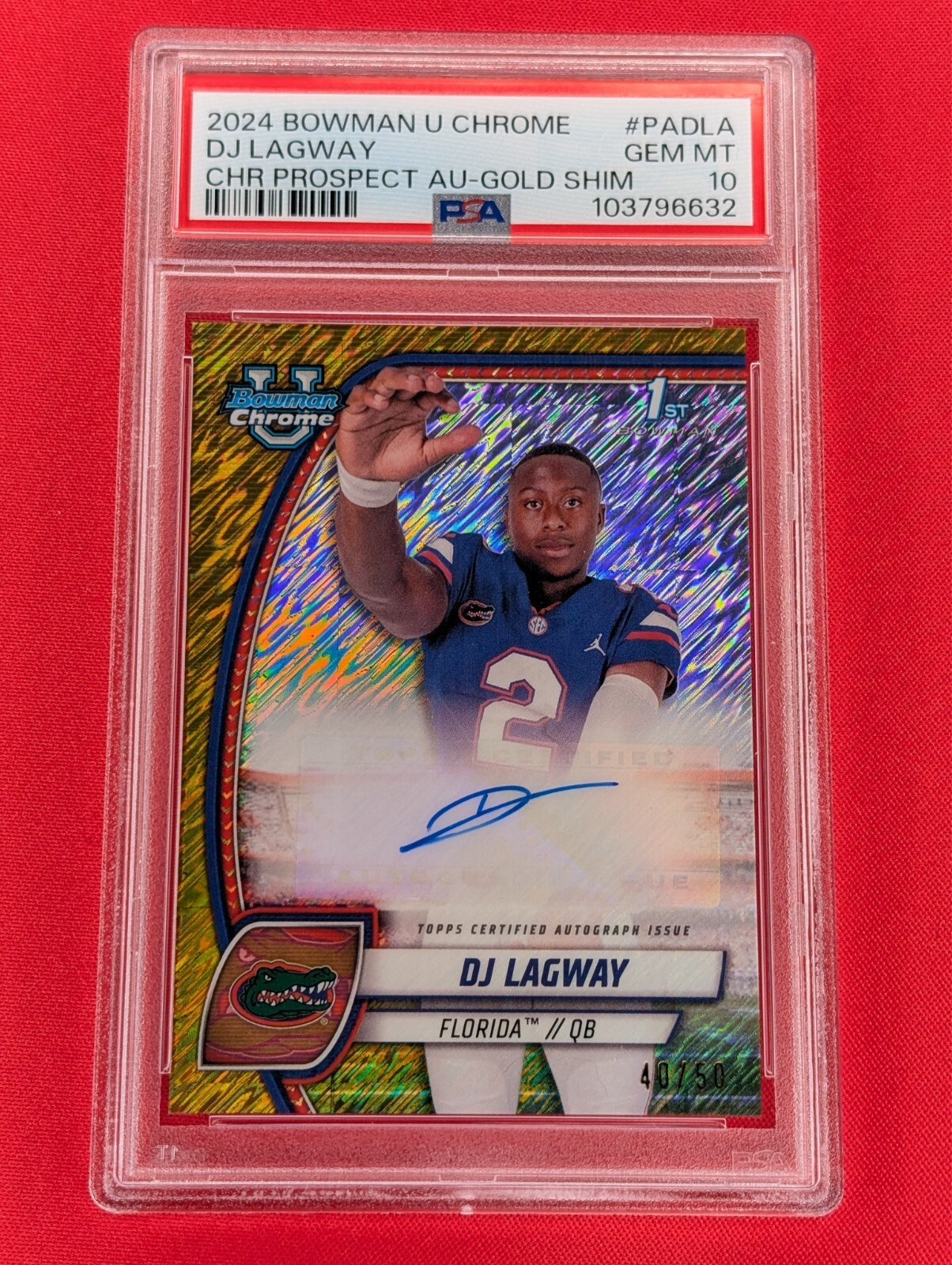 2024 Bowman U Chrome DJ Lagway Autograph Gold Shimmer /50 PSA 10