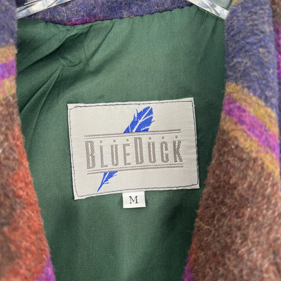 Jaqueta feminina vintage pato azul M casaco asteca ocidental geométrico marrom boho country - Imagem 3 de 4