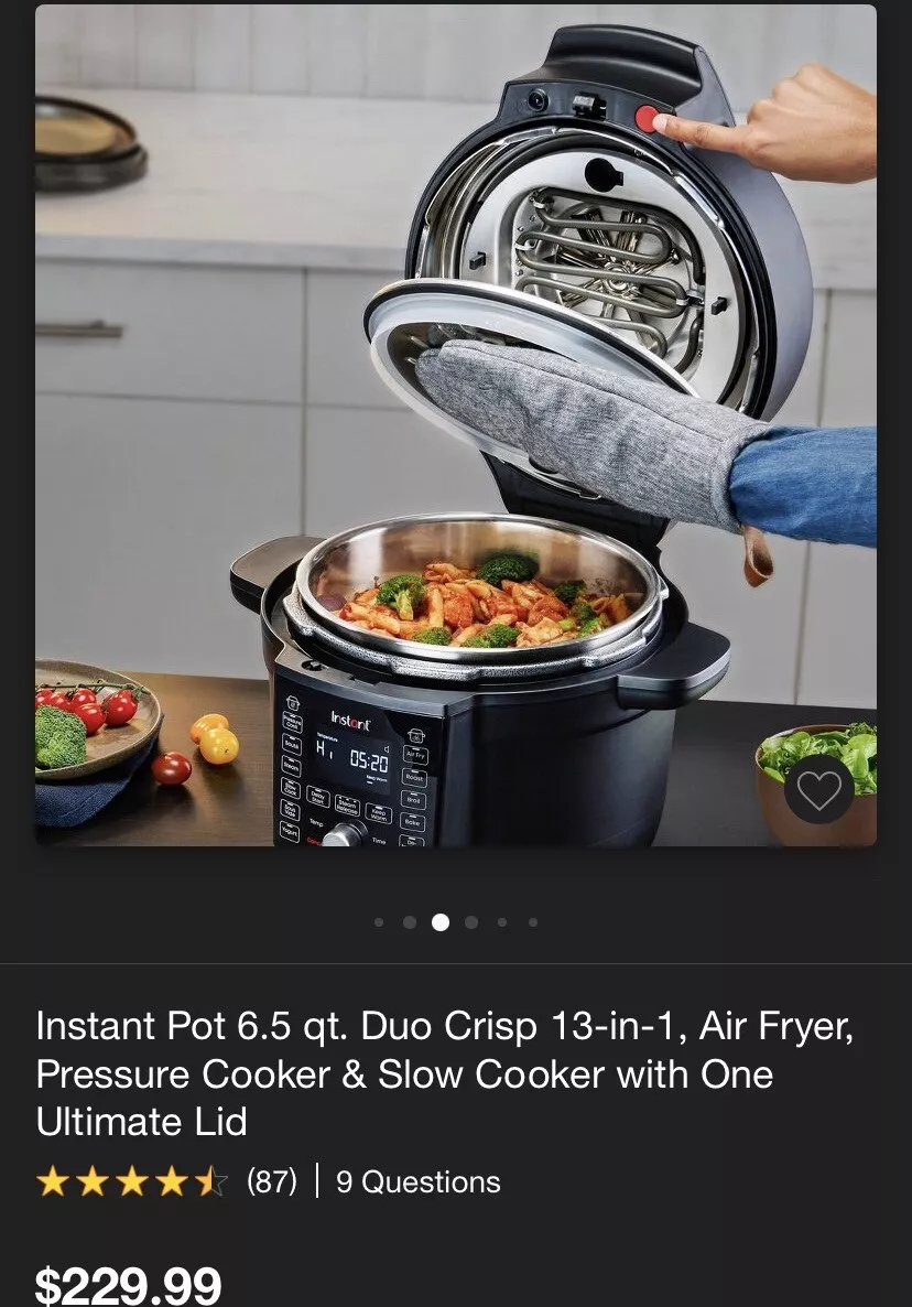 Instant Pot 6.5-Quart Duo Crisp Pressure Cooker Basket Airfryer with  Ultimate Lid + Reviews