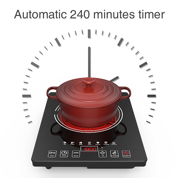 Portable Electric Stove Top One Burner Electric Cooktop Hot Plate Touch