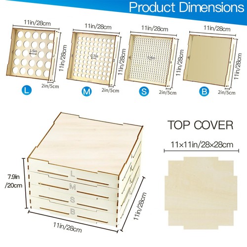 Sorter Sifter Box 4 Tray Blocks Sorting Boxes 3 Different Size Wooden Sorter - Picture 3 of 9