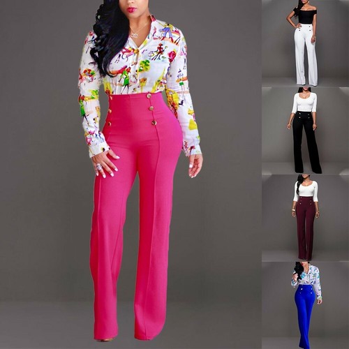 Pantaloni Lunghi Pantaloni Gamba Larga Donna Lungo Set Pantaloni | eBay