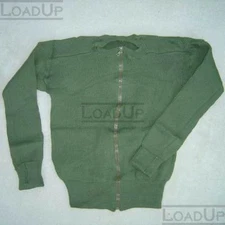 Swedish Cardigan Wool Sweater full-zipper w/thumb sleeve Olive Large New