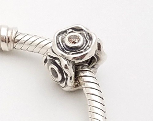 Bracciale Argento Sterling Pandora con 5 Cionondoli Stivaletto Orsacchiotto Fiori di Rosa - Foto 3 di 12