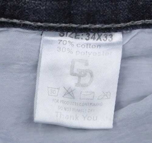 Pantalones de mezclilla para hombre Caviar Dremes rectos grises 6 bolsillos talla 34 (Sr 35x32) - Imagen 5 de 9