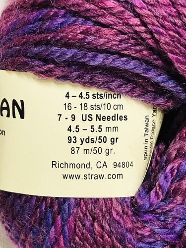 BOYSENBERRY 5 madejas 465yd Crystal Palace NOCTURNE ARAN lana merino + acrílico + mi hilo - Imagen 15 de 15