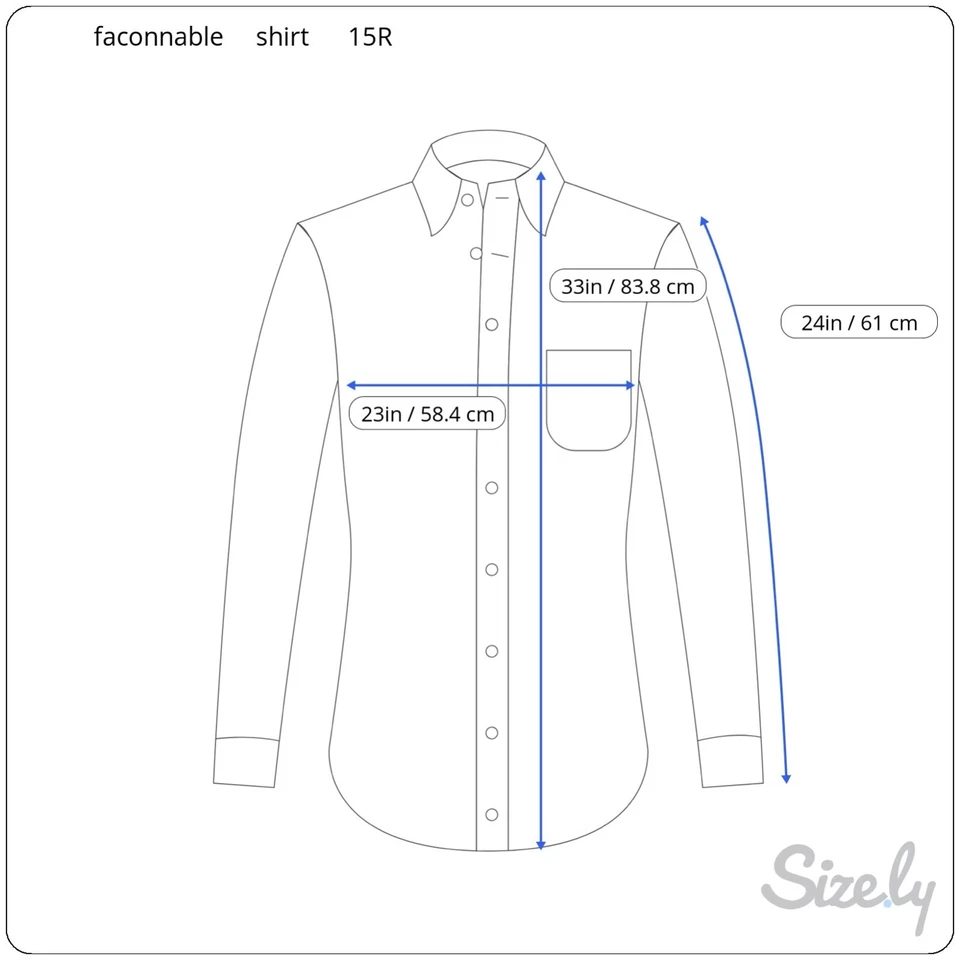 Faconnable mens white dress shirt size 15R long sleeve all cotton made in USA - Image 2 of 4
