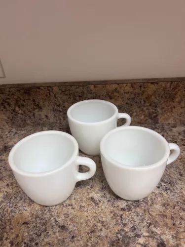 Vintage Corning White Milk Glass Coffee Mugs Mid-Century 1952 Made in USA