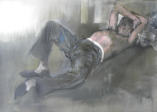 Alberto SUGHI (Cesena 1928-Bologna 2012) La siesta del muratore TELA cm 86x121 - Foto 8 di 13