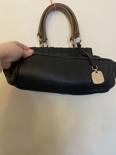 BETTY JACKSON Black Pebbled Leather Handbag Tote - Picture 4 of 7