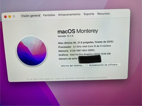 Apple iMac 21.5 Retina 4k 2015, Intel I5 3,6 Ghz 8Gb Ram, 1 TB, IMPECABLE!!! - Afbeelding 7 van 13