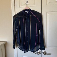 Derek Lam 10 Crosby Sheer Striped Mandarin Collar Blouse & Cami Women 0 NWT