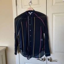 Derek Lam 10 Crosby Sheer Striped Mandarin Collar Blouse & Cami Women 0 NWT