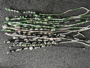 Vintage glass beads Wired Jade Green 19 Pc Of 17” #A9