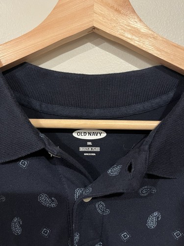 Old Navy Polo Paisley Blue Pattern Mens XXL 2XL - Picture 2 of 3