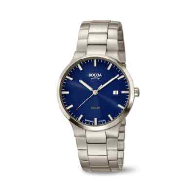 Boccia Herrenuhr Titan 3652-02 Titanium Solar Saphirglas 39 mm 5ATM Silber Blau