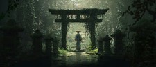 Landscape art oriental asian architecture nature lights Custom Gaming Mat Desk