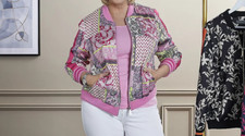 Ruth Langsford Printed Side Stripe Bomber Jacket - Pink Paisley 14