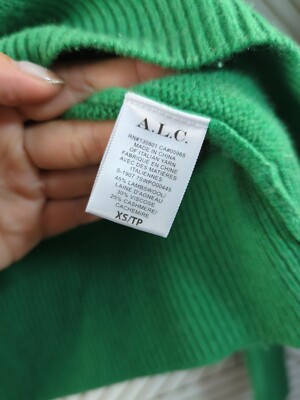 ALC Women's Wooster Sweater Green Cropped Long Sleeve Pullover