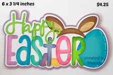 HAPPY EASTER TITLE boy girl scrapbook premade paper piecing 3D die cut by Rhonda