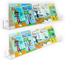 NIUBEE 2 -Packs Kids Acrylic Floating Bookshelf 36 Inch, Clear 36inches 