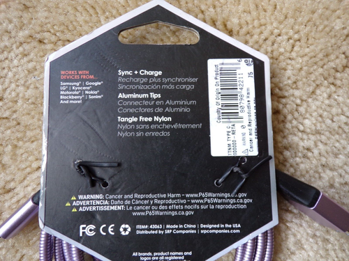 Celltronix Titanium 6 pieds. Câble de charge USB vers Type-C robuste - Violet ; a4 - Photo 3 sur 5