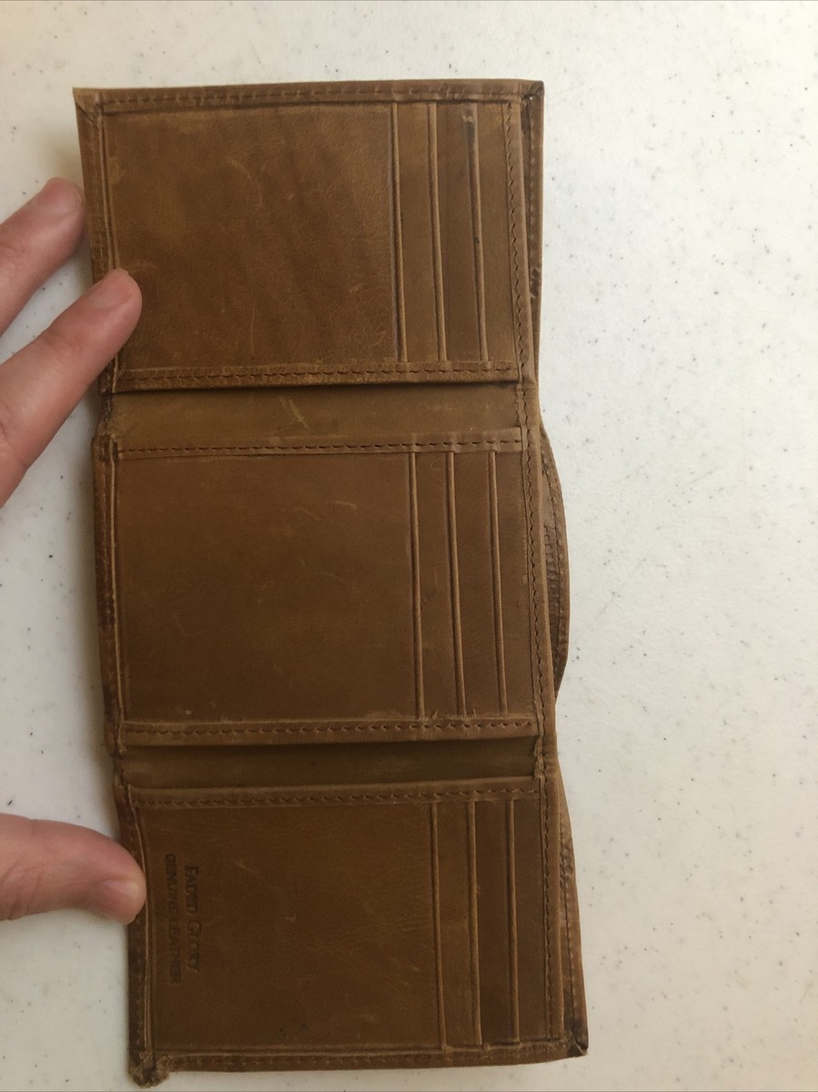 Faded Glory Genuine Leather Trifold Wallet - Skull Cross Bones