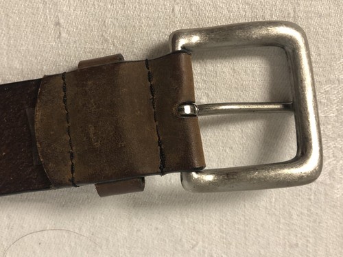 Genuine Leather Men’s brown Sz L casual belt silver tone buckle Total Length 38” - Picture 4 of 5