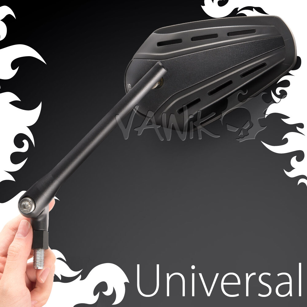 VAWiK black mirror ZIPPER style aluminum stem 10mm 5/16 VAWiK black mirror ZIPPER style aluminum stem 10mm 5/16