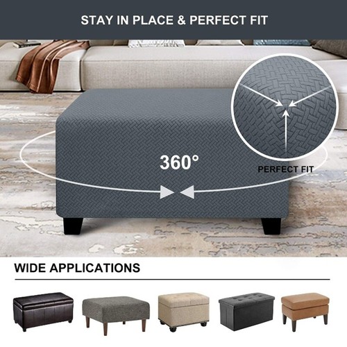 Elastic Stretch Rectangle Ottoman Cover Sofa Footstool Protector Slipcover - Picture 2 of 24