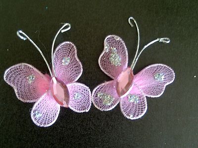 CraftbuddyUS 15 Pink Diamante Rhinestone Butterflies Gems Stick On Wedding Craft