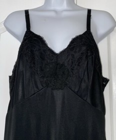 Vintage SEARS 16005 Nylon Black Lace Full Slip Size 38 - SHIPS FREE