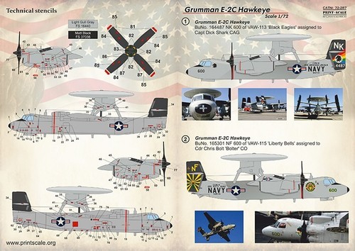Calcomanía de impresión escala 72-287 para avión 1:72 Grumman E-2C Hawkeye set 1,5 hojas - Imagen 7 de 12