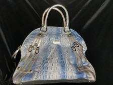 Marco Buggiani Leather Bag Made In Italy Croc  Silver Purple Bag