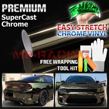 Supercast Chrome Black Car Vinyl Wrap Sticker Easy Stretch Decal Sheet Film DIY