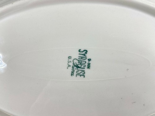 VTG Syracuse China Airbrushed Leaf & Flower Aqua Oblong Restaurant Platter EUC - Picture 7 of 7