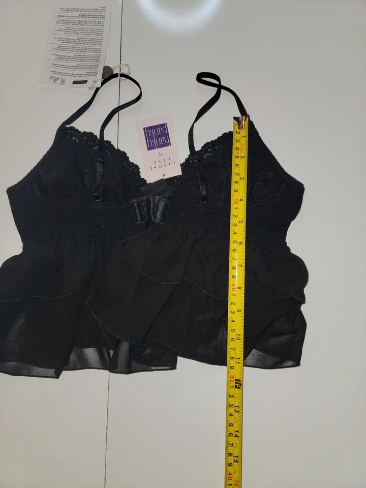 Cami HANKY PANKY X Lindsi Lane Signature de encaje glam talla M negra Foto 4 de 4