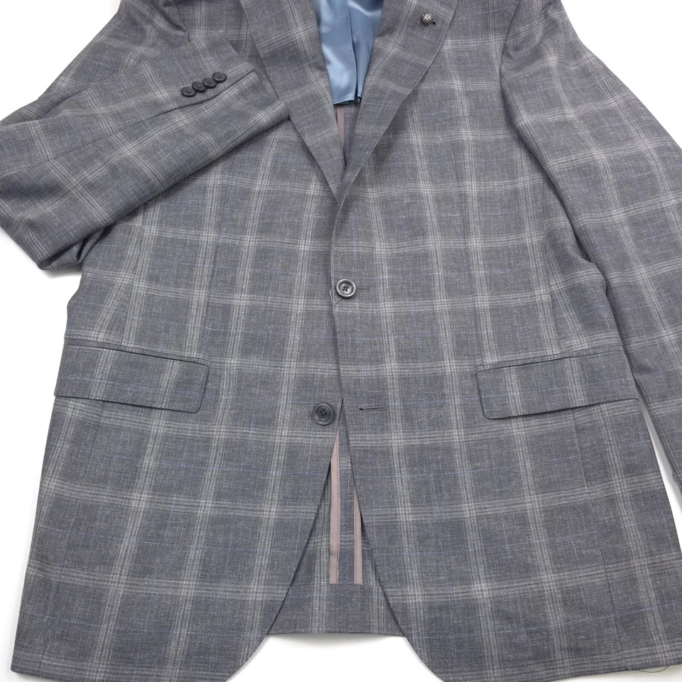 Abrigo Blazer Deportivo Jack Victor Midland Gris y Azul Lana a Cuadros $848 Para Hombre Talla 44L Foto 3 de 4