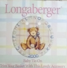 NEW Longaberger Basket Tie-On Baby Alphabet Teddy Bear 2000 Made in USA
