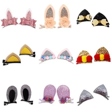 OneDor Sparkle Shiny Hair Bow Ribbon Clip sets for Toddles, Girls (9 Pairs)