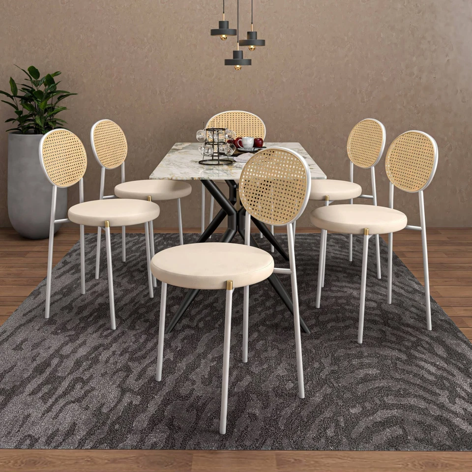 Elega 7-Piece Dining Set with Sintered Stone Table and 6 Velvet Side Chair - Image 2 of 4