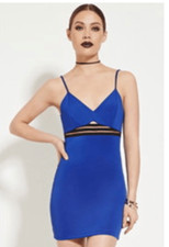 Forever 21 Blue Dress Spaghetti Short size M Bodycon NWT