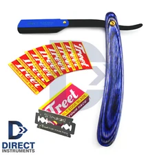 Classic Wood Handle Barber Hair Shaving Razor Straight Single Edge Blades Shaver