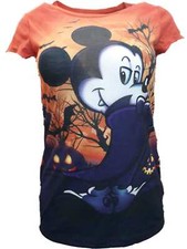 Womens Disney Mickey Mouse Count Dracula Haunted House Halloween T-Shirt Tee