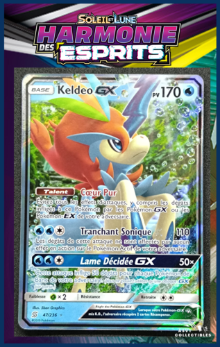 Carte Pokémon Keldeo GX 47/236 SL11 Soleil Lune Harmonie Des Esprits FR NM - Photo 1/3