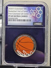 2020 S 50C PROOF COLORIZED BASKETBALL CLAD HALF DOLLAR NGC PF69 ULTRA CAMEO