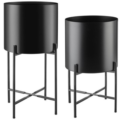 Pflanzenständer Mine, 2er-Set, pulverbeschichteter Stahl schwarz B-Ware