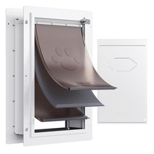 3Flap Pet Door for Wall, Metal Frame with Lock, EnergyEfficient Insulated Pet...