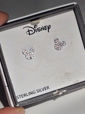 Disney Parks Sterling Silver Mickey Mouse Cubic Zirconia Stud Earrings