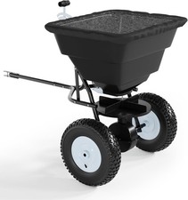 85lb Tow Behind Broadcast Spreader Adjustable Lawn Fertilizer Seeder W Hitch